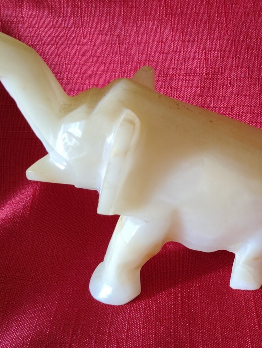 White Alabaster Elephant Figurine - Decorative Home Accent